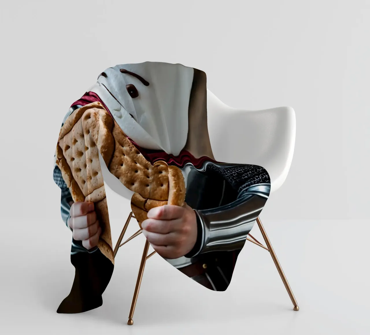 cavaliere di marshmallow che regge uno scudo di pan di zenzero coperta in pile da DesignDoodle