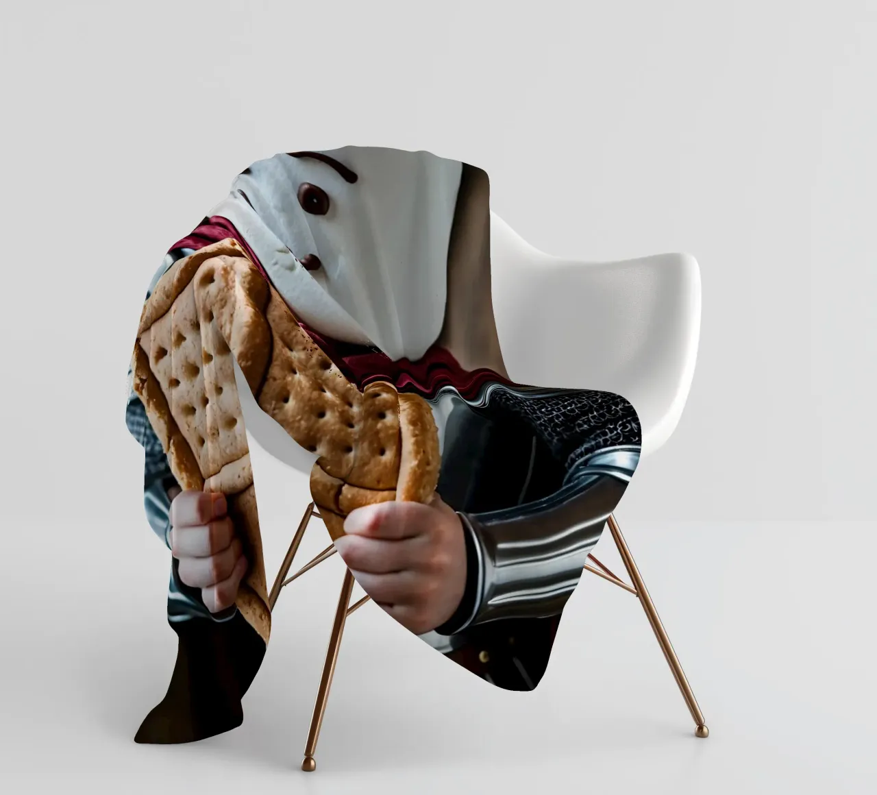 cavaliere di marshmallow che regge uno scudo di pan di zenzero coperta in pile da DesignDoodle