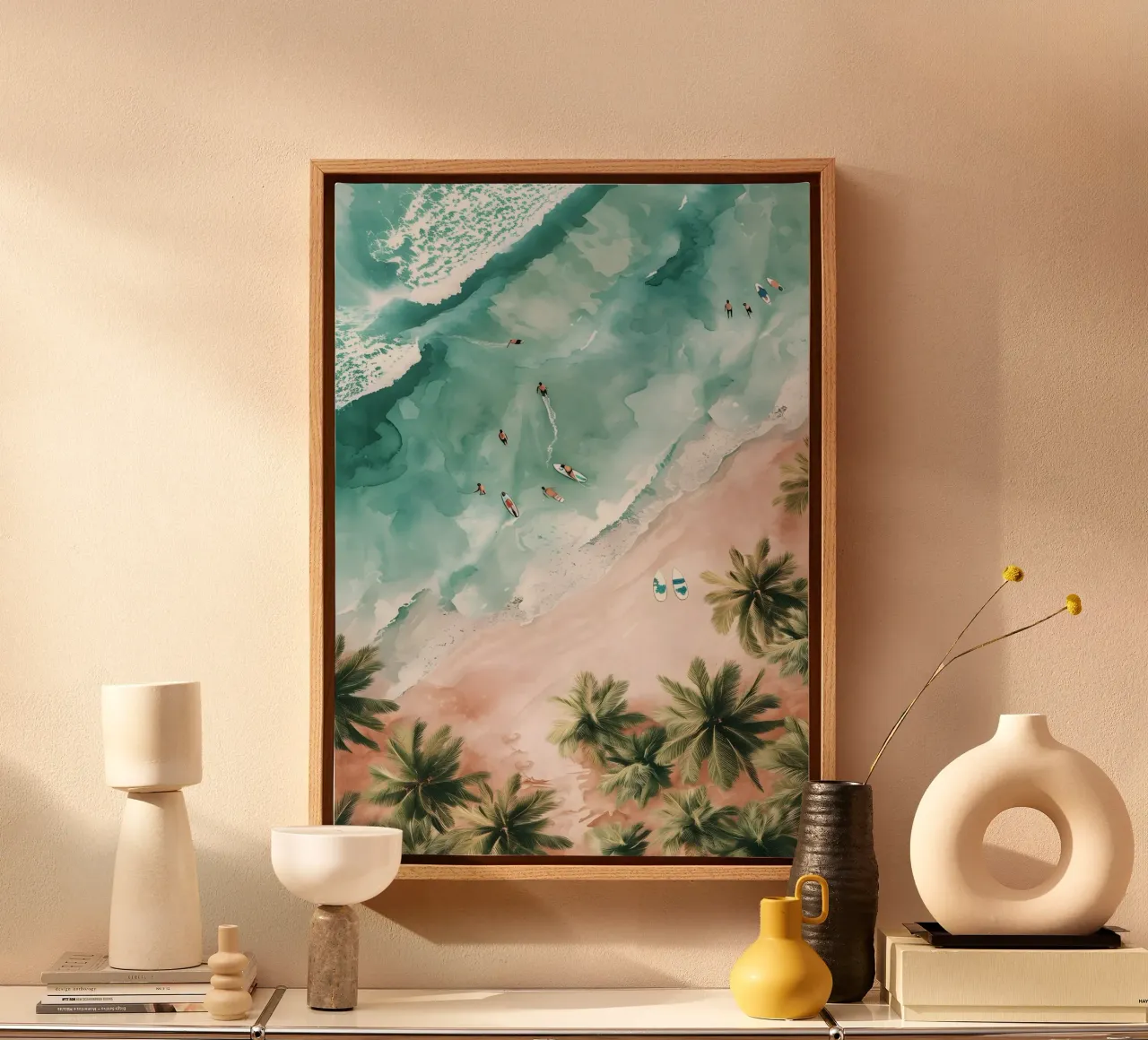 Haus en Hues Lucht Strandkunst - Tropische Oceaan Branding canvas met Baklijst van ClubArt