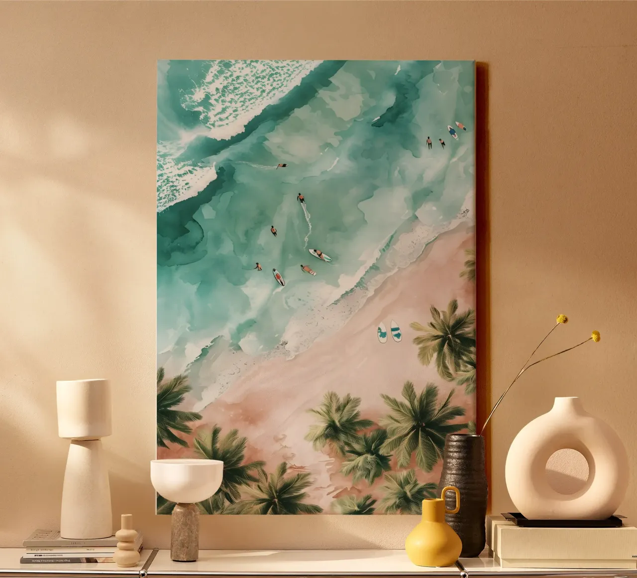 Haus en Hues Lucht Strandkunst - Tropische Oceaan Branding canvas met Baklijst van ClubArt