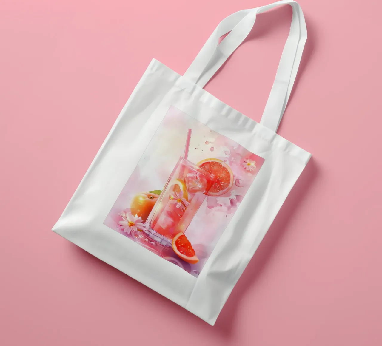 Pink Grapefruit Splash Art Print - Refreshing Still Life tote bag by ClubArt