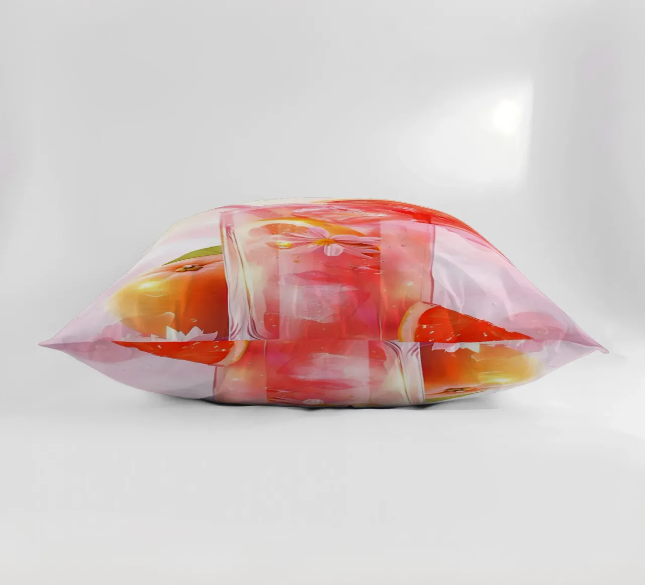 Pink Grapefruit Splash Art Print - Refreshing Still Life decorative cushion by ClubArt