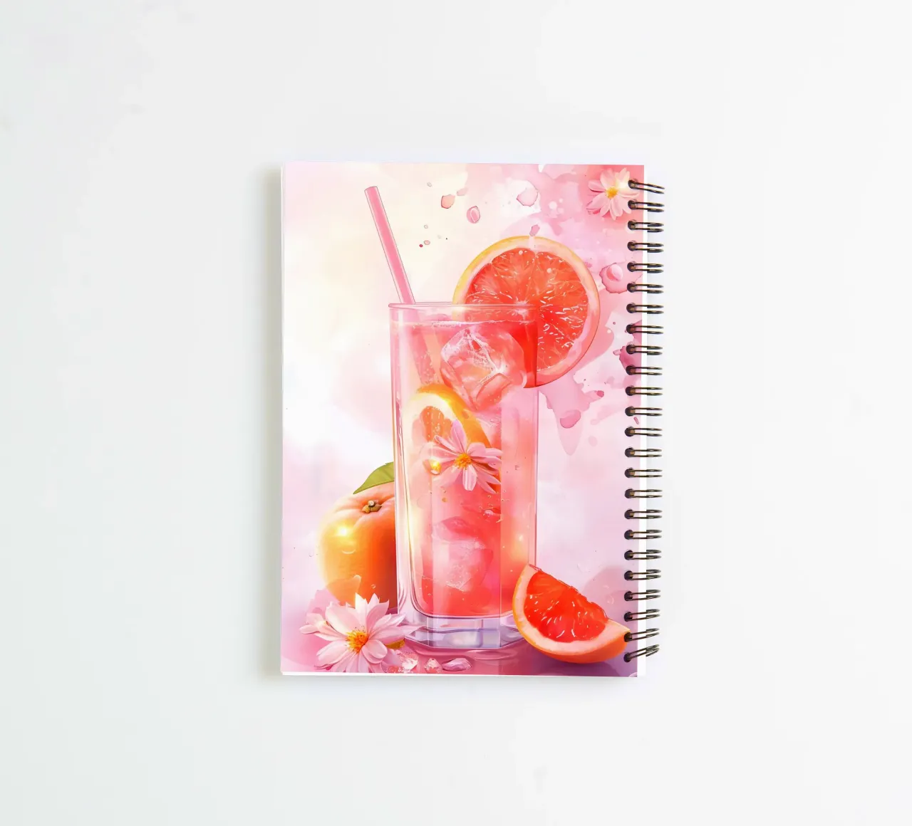 Pink Grapefruit Splash Art Print - Refreshing Still Life spiral notebook by ClubArt
