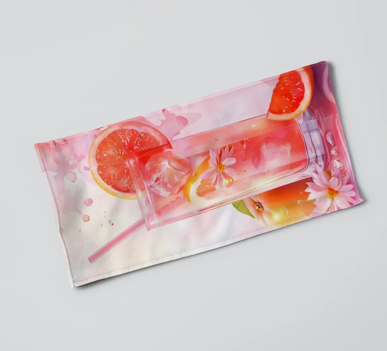 Pink Grapefruit Splash Art Print - Refreshing Still Life towel by ClubArt