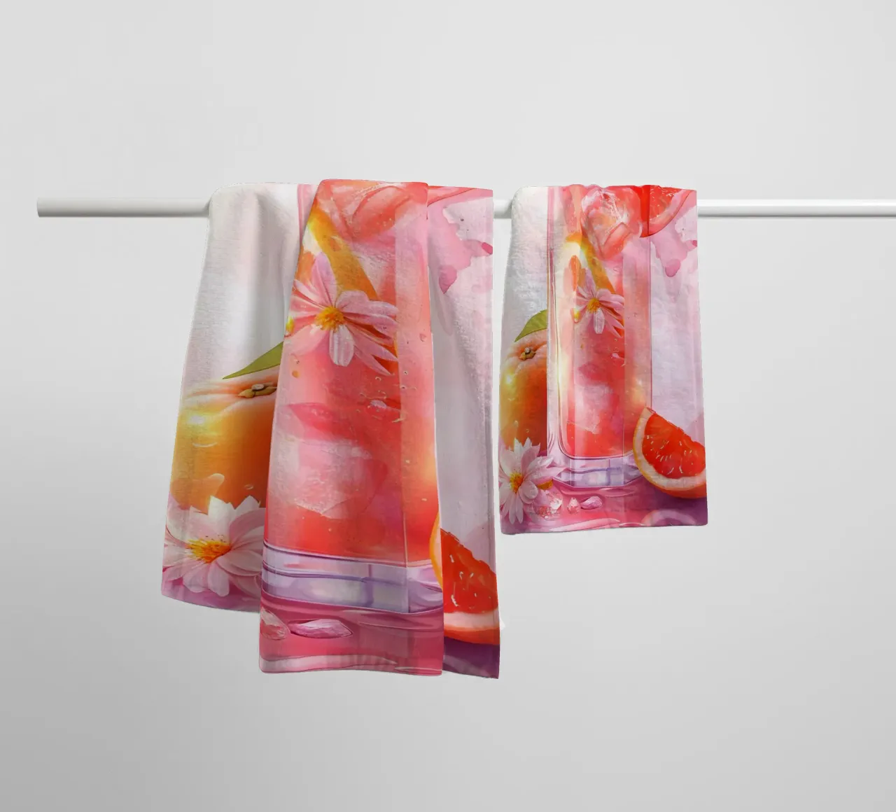 Pink Grapefruit Splash Art Print - Refreshing Still Life towel by ClubArt