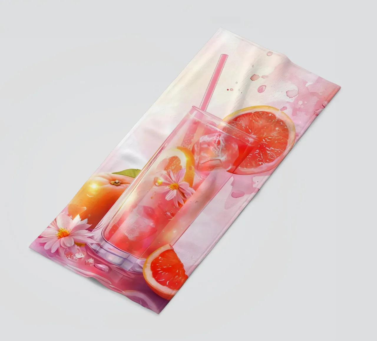 Pink Grapefruit Splash Art Print - Refreshing Still Life beach towel by ClubArt