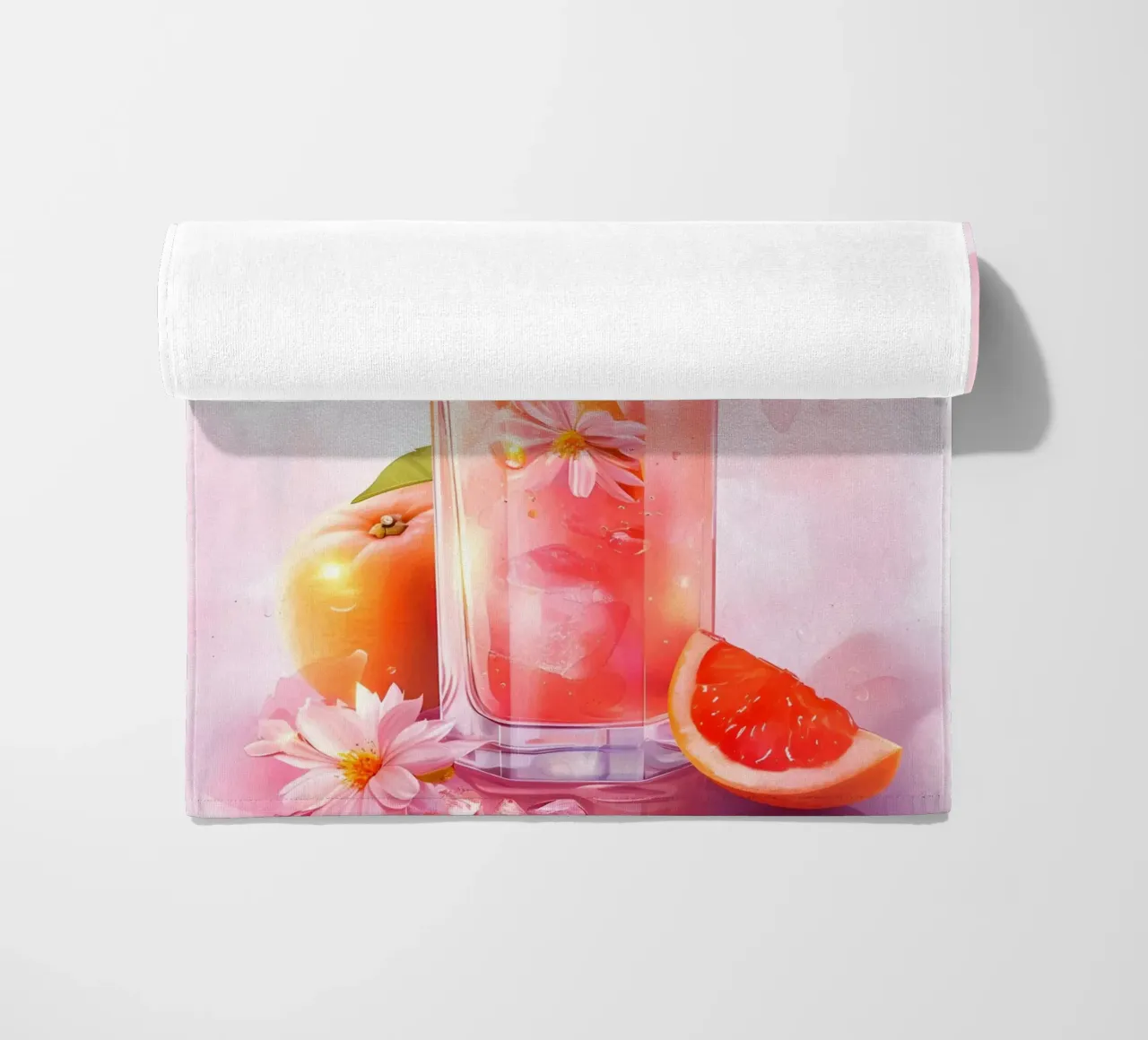 Pink Grapefruit Splash Art Print - Refreshing Still Life beach towel by ClubArt