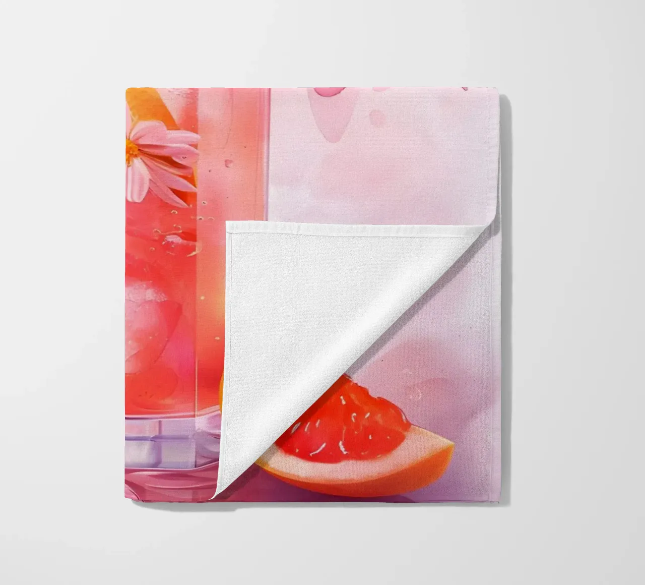 Pink Grapefruit Splash Art Print - Refreshing Still Life beach towel by ClubArt