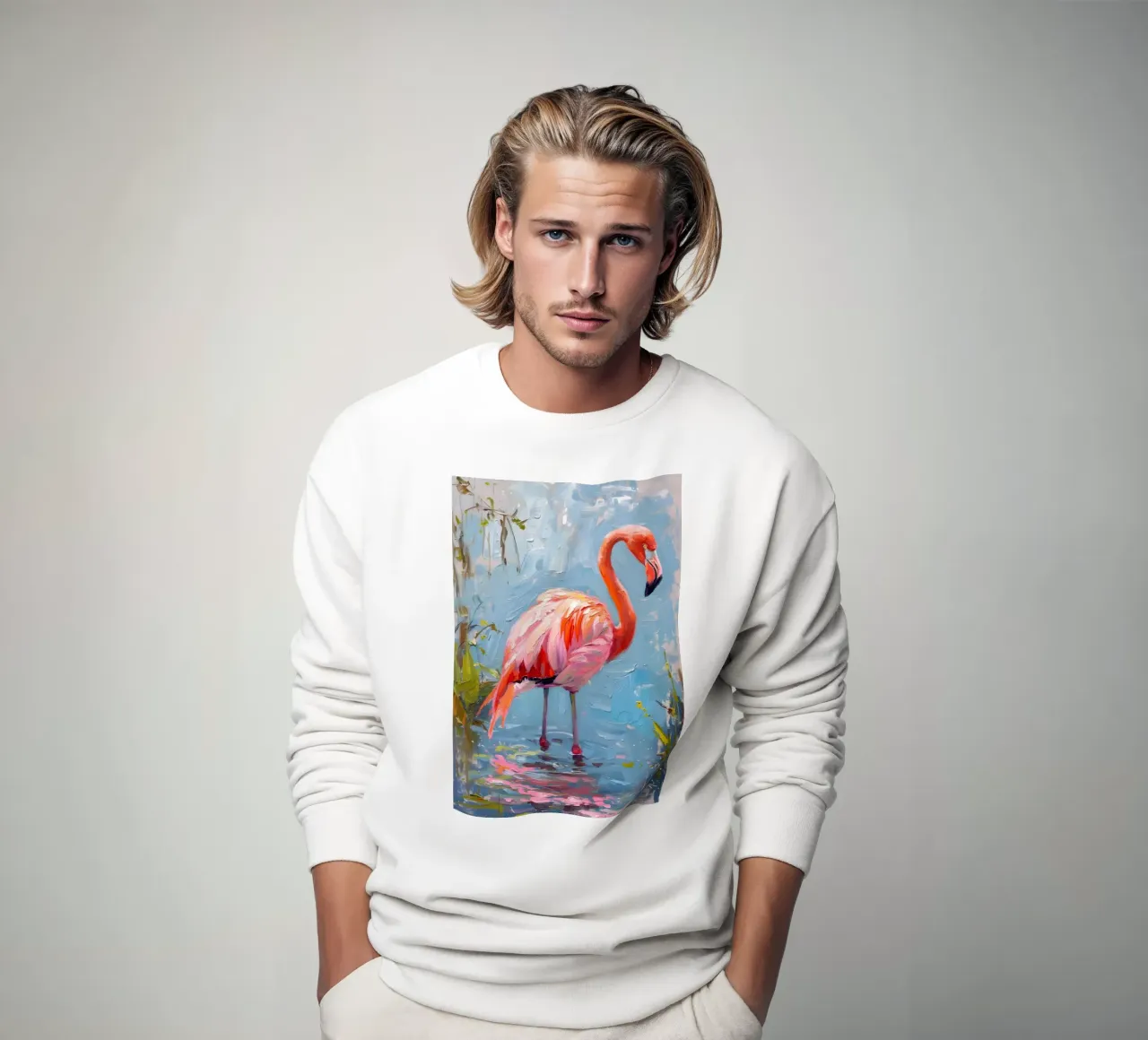 Lebendige Flamingo Ölgemälde - Impressionist Wildlife Art P Sweatshirt von ClubArt