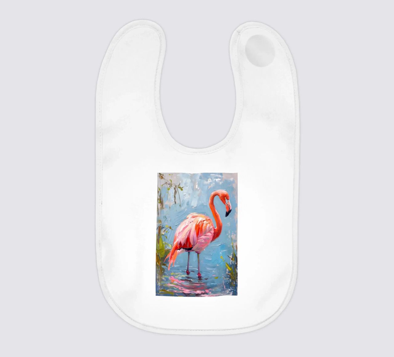 Lebendige Flamingo Ölgemälde - Impressionist Wildlife Art P Babylätzchen von ClubArt