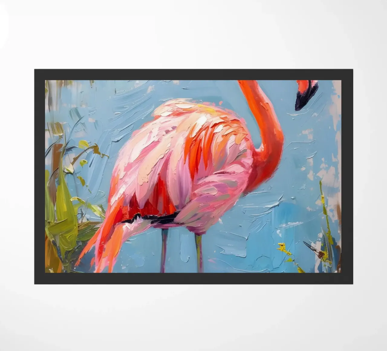 Lebendige Flamingo Ölgemälde - Impressionist Wildlife Art P Fußmatte von ClubArt