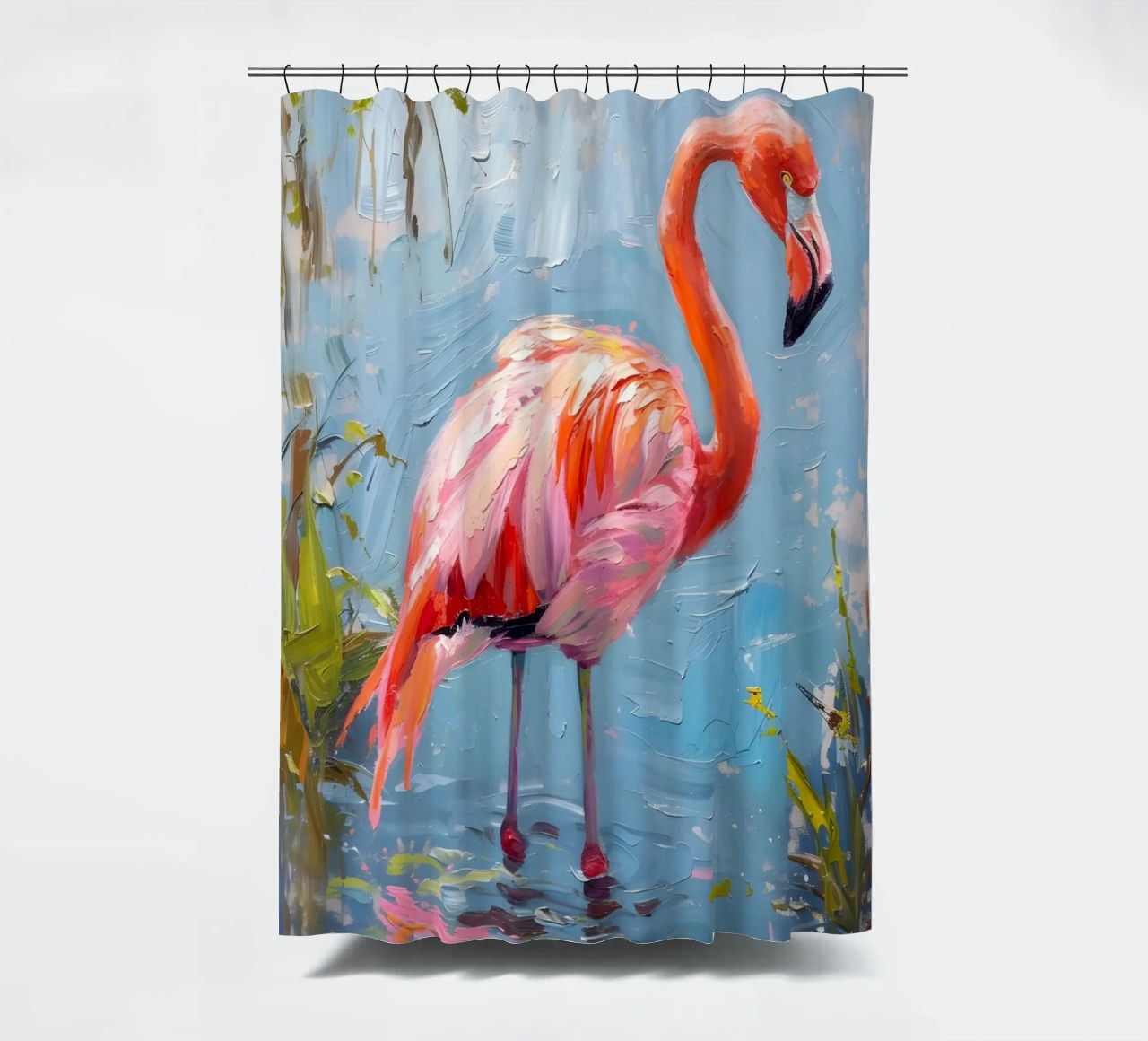 Lebendige Flamingo Ölgemälde - Impressionist Wildlife Art P Duschvorhang von ClubArt