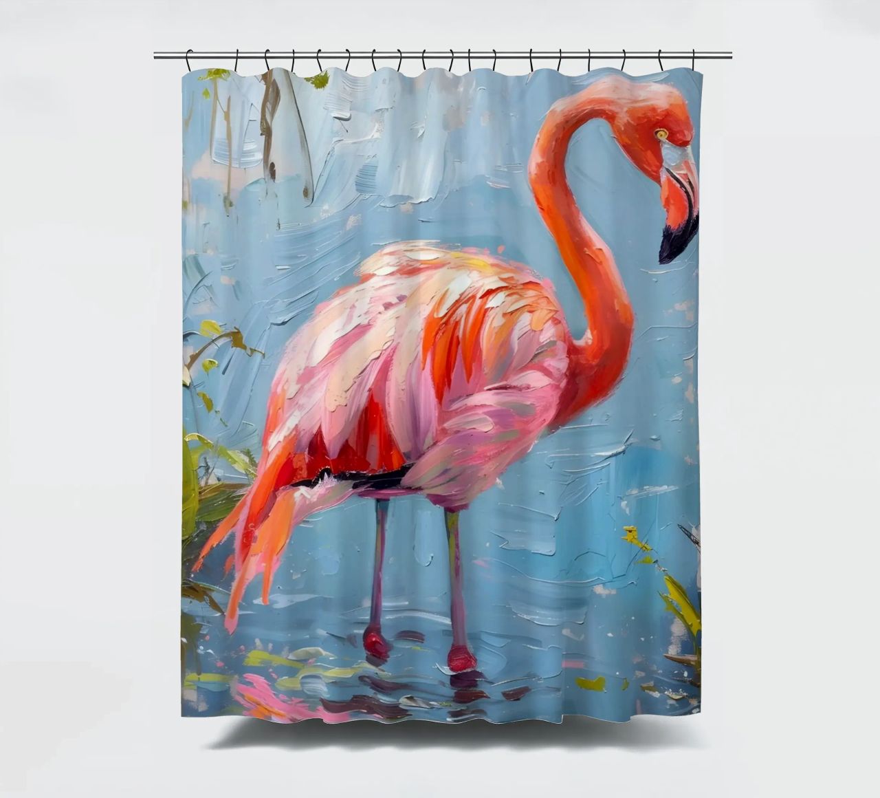 Lebendige Flamingo Ölgemälde - Impressionist Wildlife Art P Duschvorhang von ClubArt