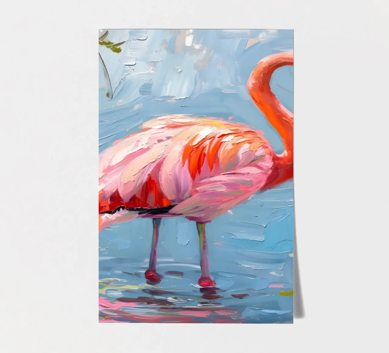 Lebendige Flamingo Ölgemälde - Impressionist Wildlife Art P Stickerbogen von ClubArt