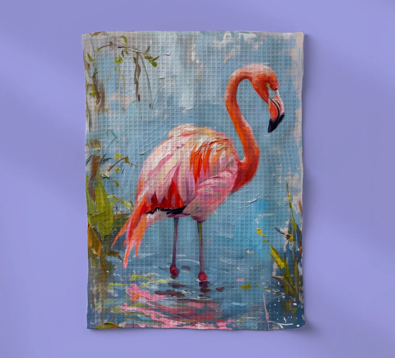 Lebendige Flamingo Ölgemälde - Impressionist Wildlife Art P Geschirrtuch von ClubArt