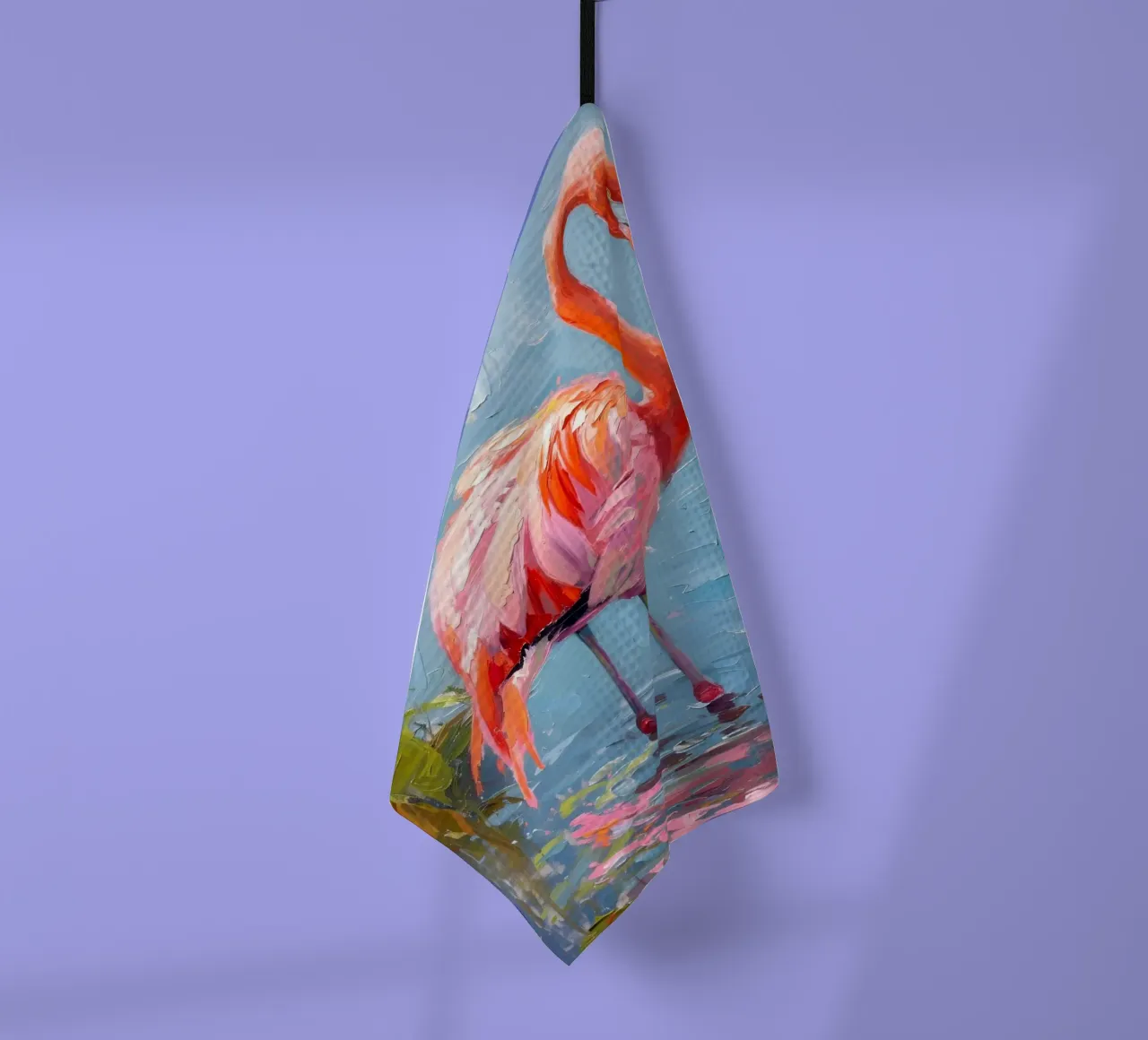 Pittura a olio con fenicotteri - Arte impressionista della fauna selvatica P canovaccio da cucina da ClubArt