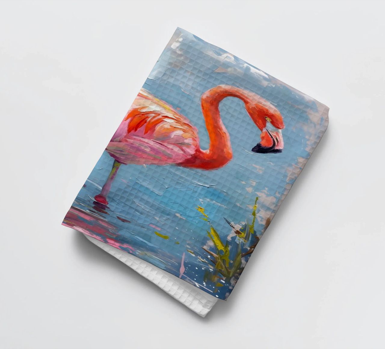 Lebendige Flamingo Ölgemälde - Impressionist Wildlife Art P Geschirrtuch von ClubArt