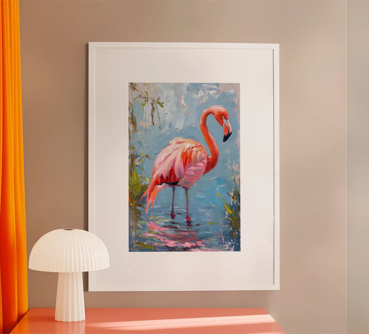 Lebendige Flamingo Ölgemälde - Impressionist Wildlife Art P Poster von ClubArt