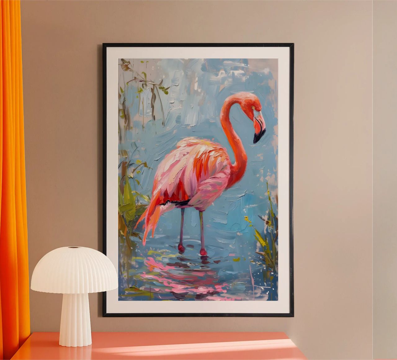 Lebendige Flamingo Ölgemälde - Impressionist Wildlife Art P Poster von ClubArt
