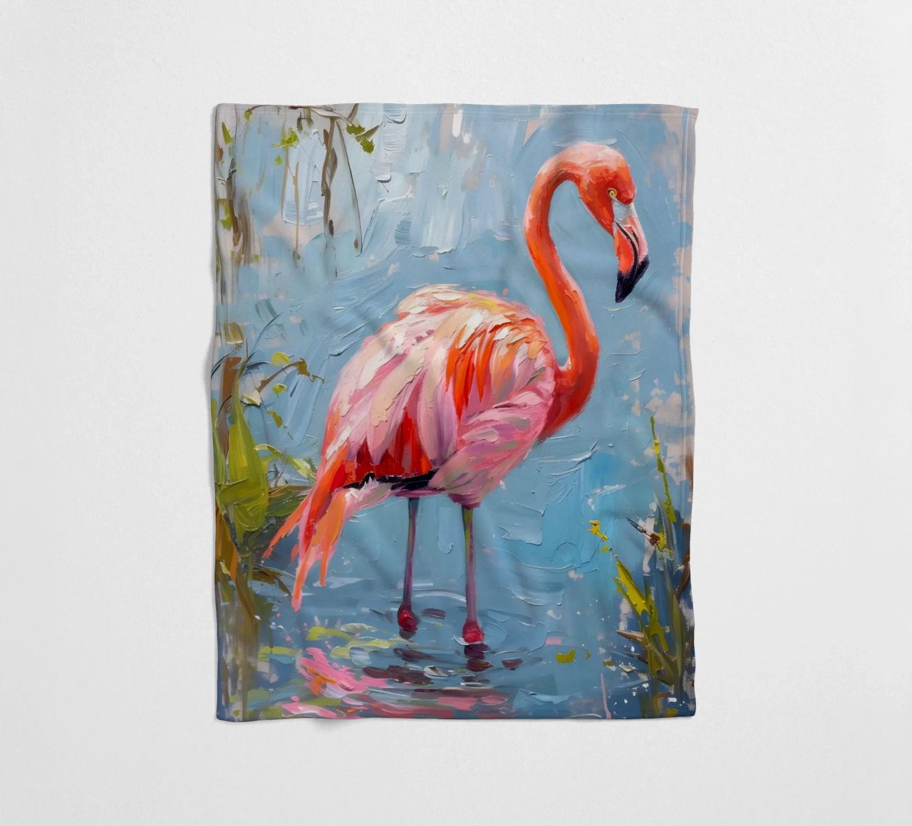 Lebendige Flamingo Ölgemälde - Impressionist Wildlife Art P Fleecedecke von ClubArt