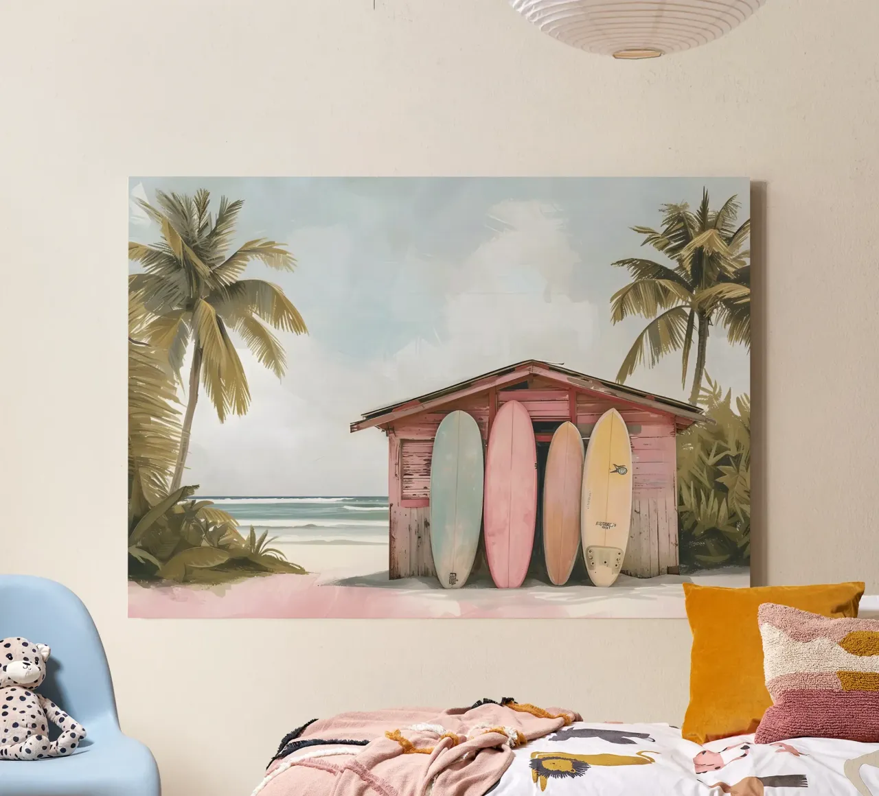 Beachhouse No.2 - Kust Surf Shack Kunstdruk canvas met Baklijst van ClubArt