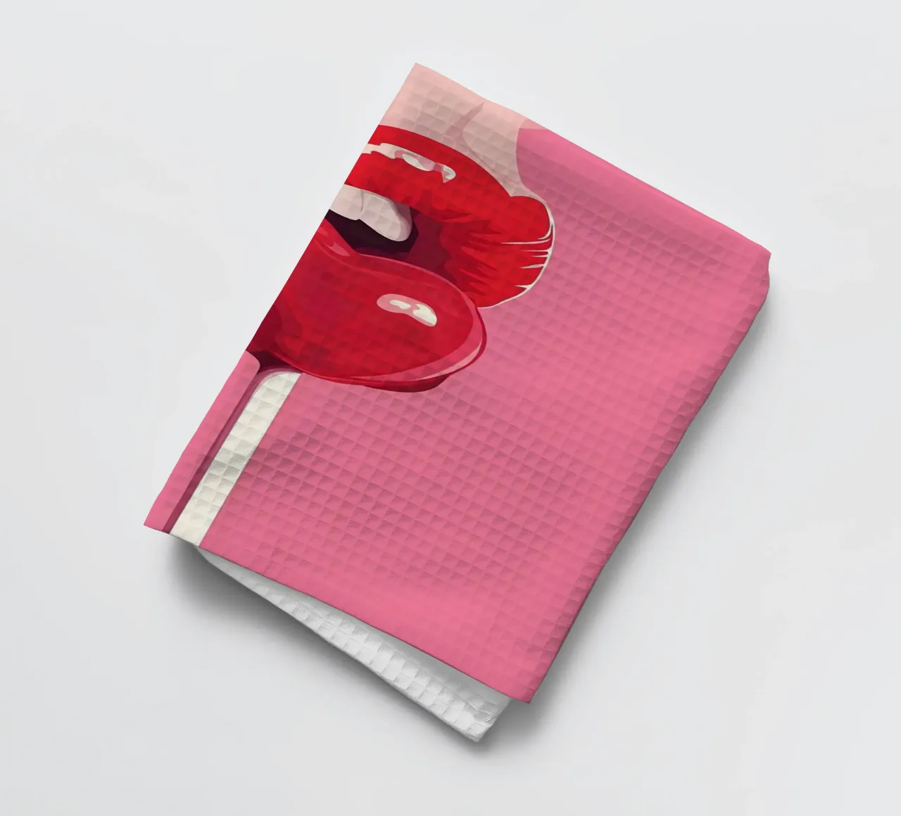 Pop Art Sweet Lips - Red Heart Lollipop Print tea towel by ClubArt