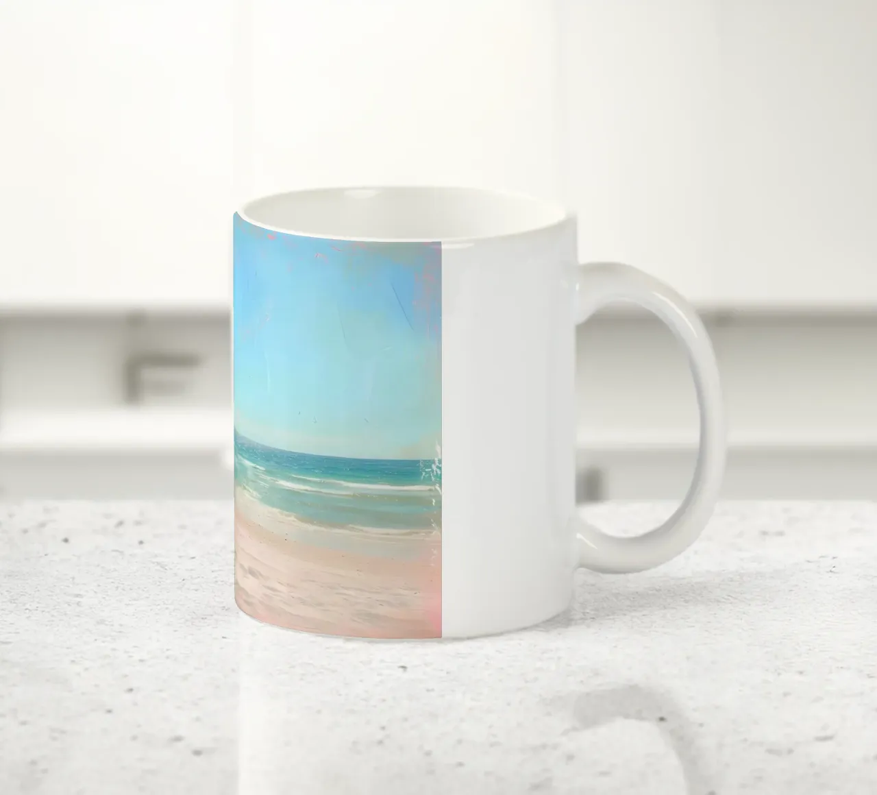 Beach Please - Roze Paraplu's Kust Kunstdruk keramische mok van ClubArt