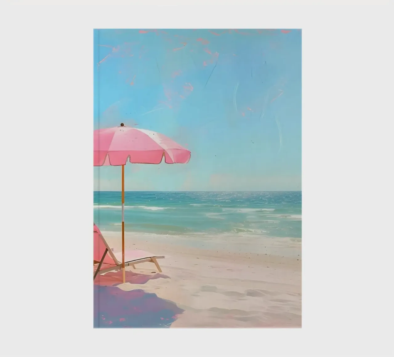 Beach Please - Pink Umbrellas Coastal Art Print notebook by ClubArt