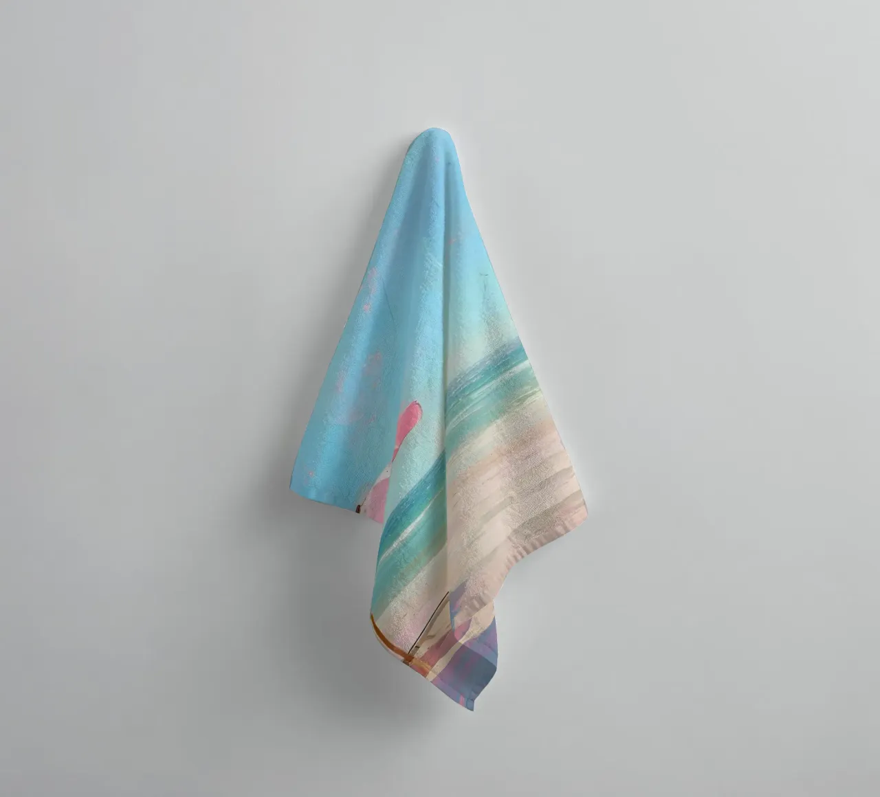 Beach Please - Roze Paraplu's Kust Kunstdruk badhanddoek van ClubArt