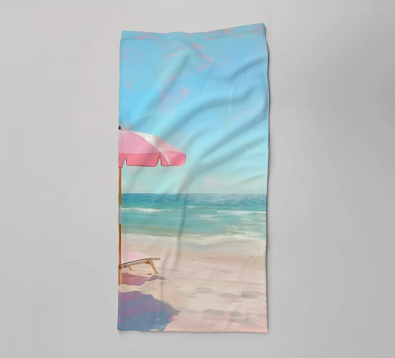 Beach Please - Roze Paraplu's Kust Kunstdruk badhanddoek van ClubArt