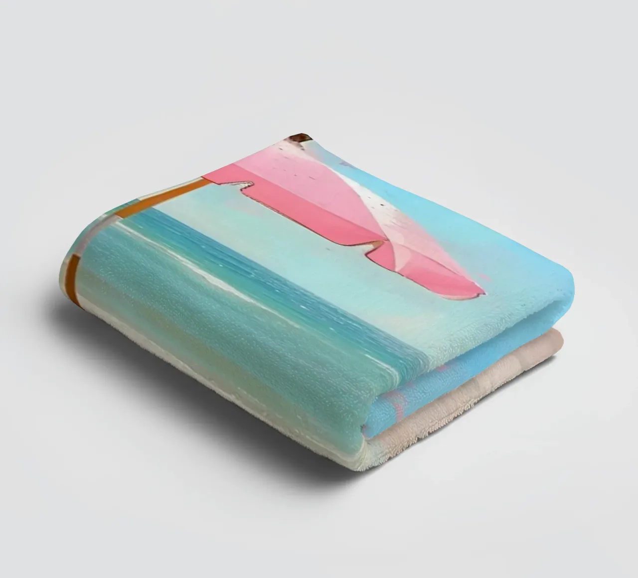 Beach Please - Roze Paraplu's Kust Kunstdruk badhanddoek van ClubArt