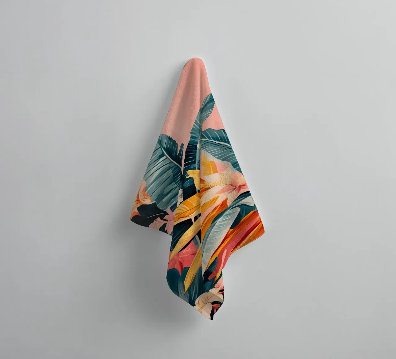 Tropical Leaves & Flowers - Lebendiger botanischer Kunstdruck Handtuch von ClubArt