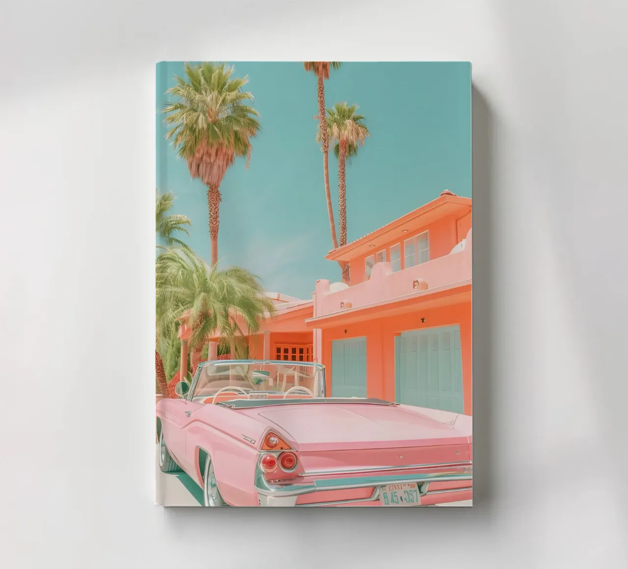 Palm Springs Car - Mid-Century Modern Pastel Art Print carnet de notes de ClubArt
