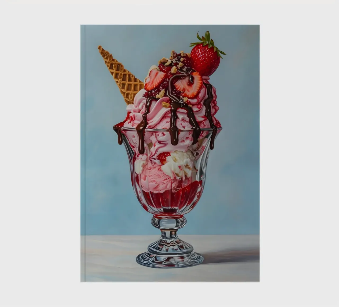 Strawberry Sundae - Hyperrealistic Dessert Art Print notebook by ClubArt