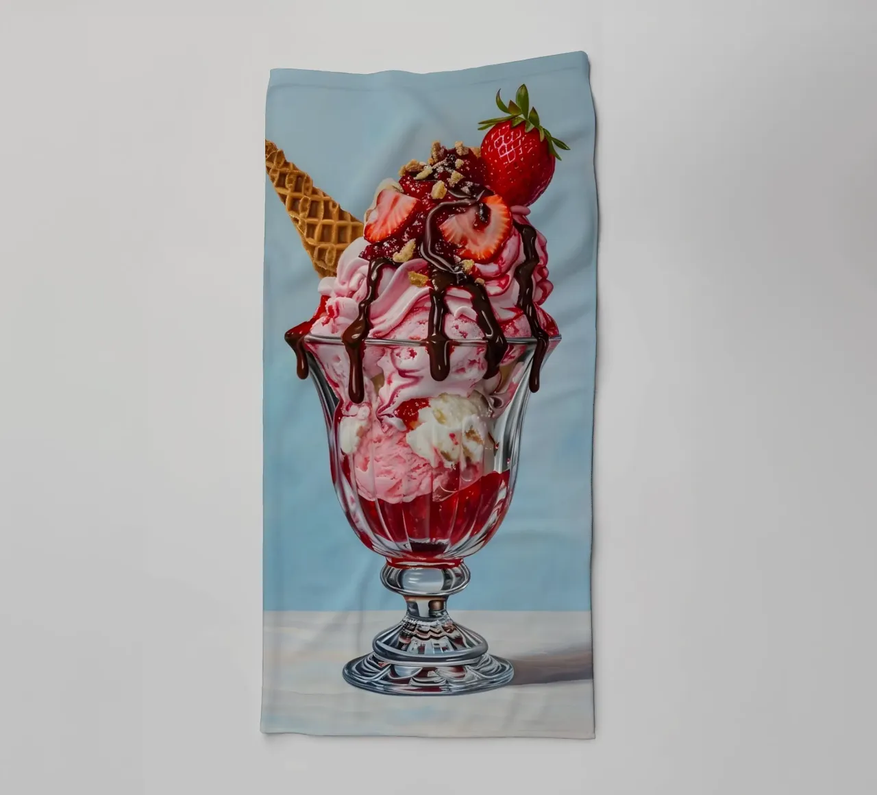 Strawberry Sundae - Hyperrealistic Dessert Art Print towel by ClubArt