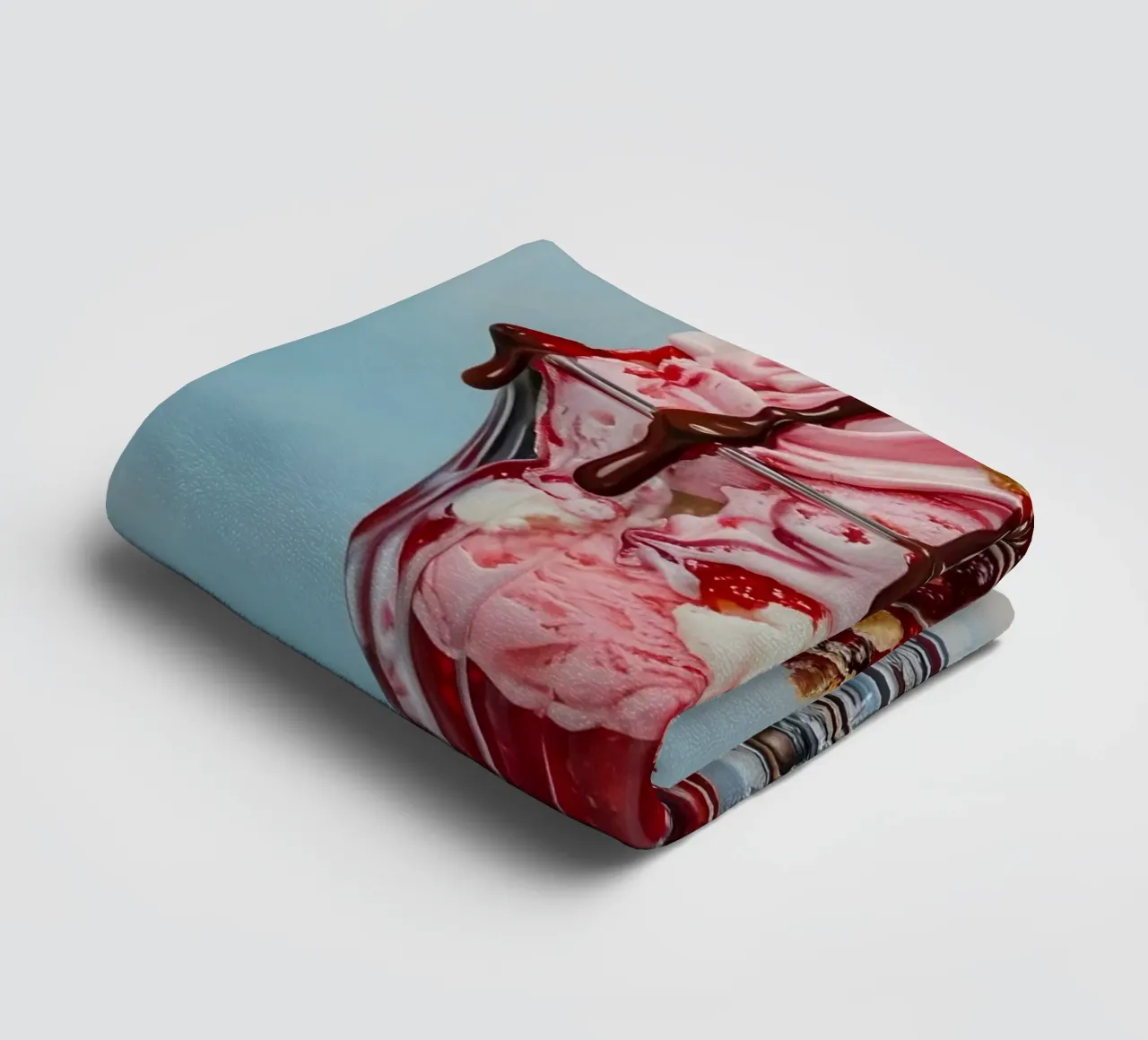 Strawberry Sundae - Hyperrealistic Dessert Art Print towel by ClubArt