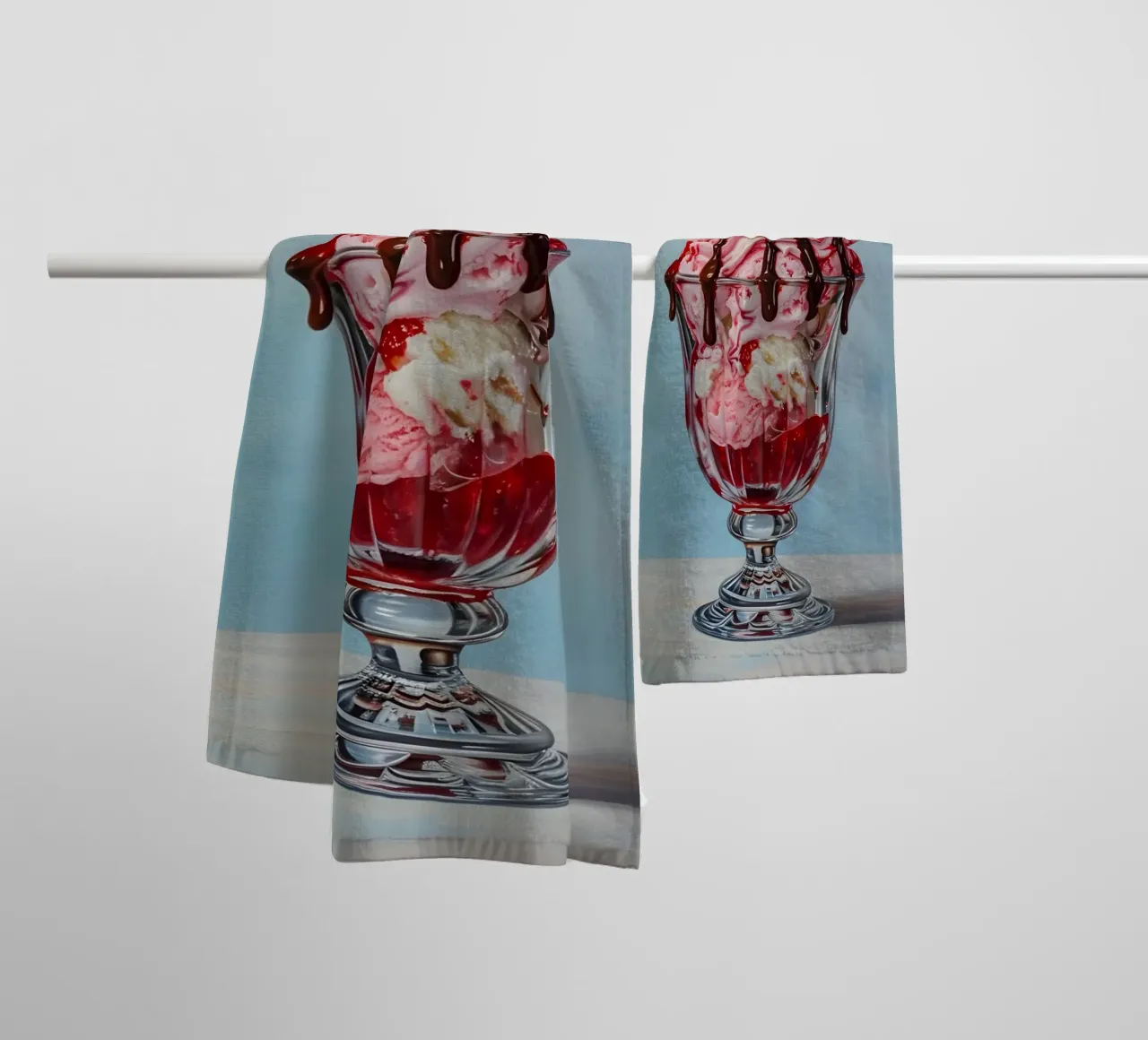Strawberry Sundae - Hyperrealistic Dessert Art Print towel by ClubArt