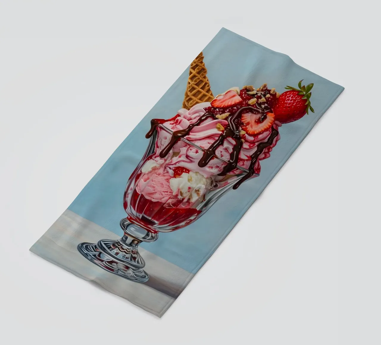 Sundae alla fragola - Stampa d'arte iperrealistica sul dessert telo mare da ClubArt