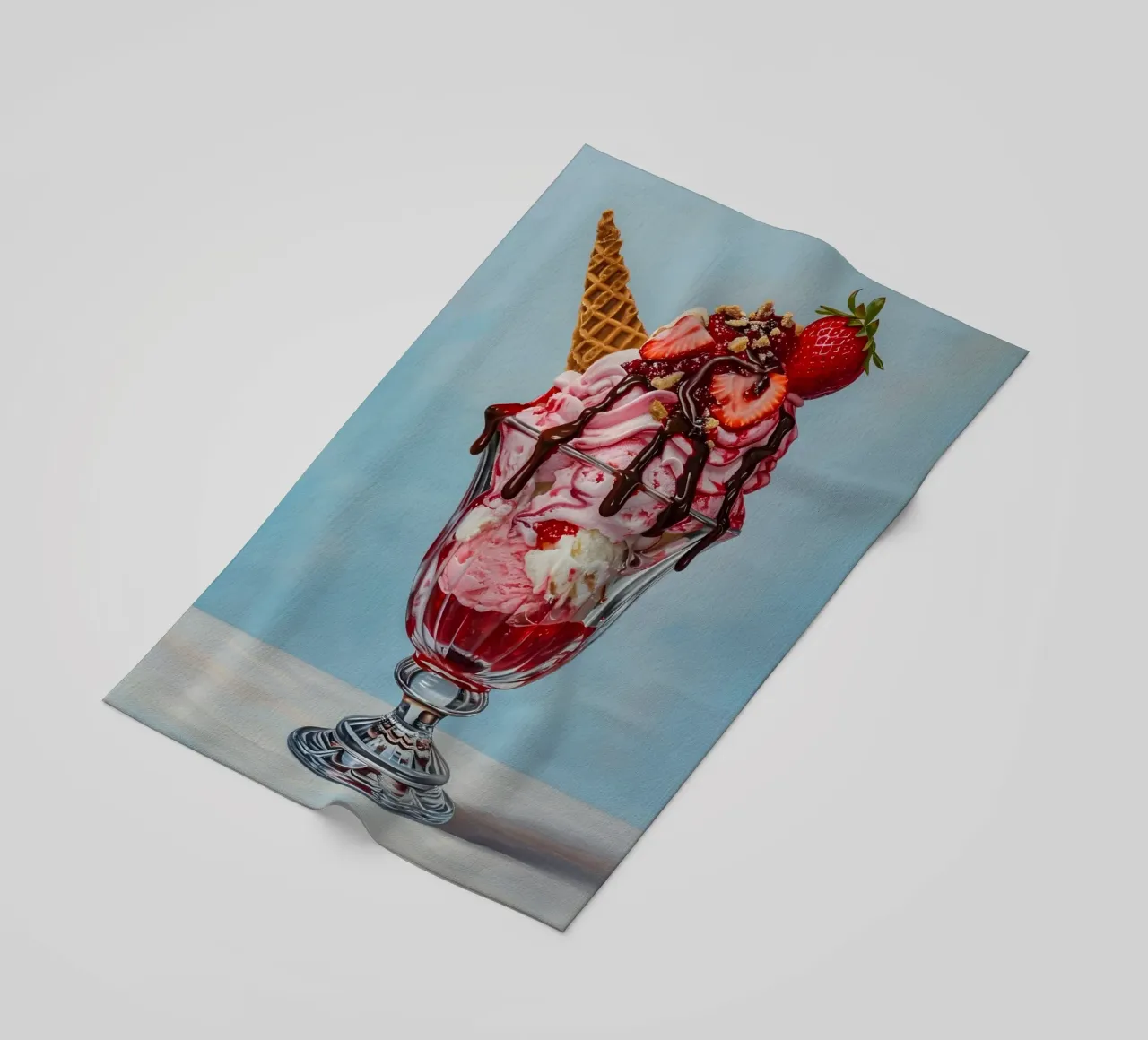 Sundae alla fragola - Stampa d'arte iperrealistica sul dessert telo mare da ClubArt