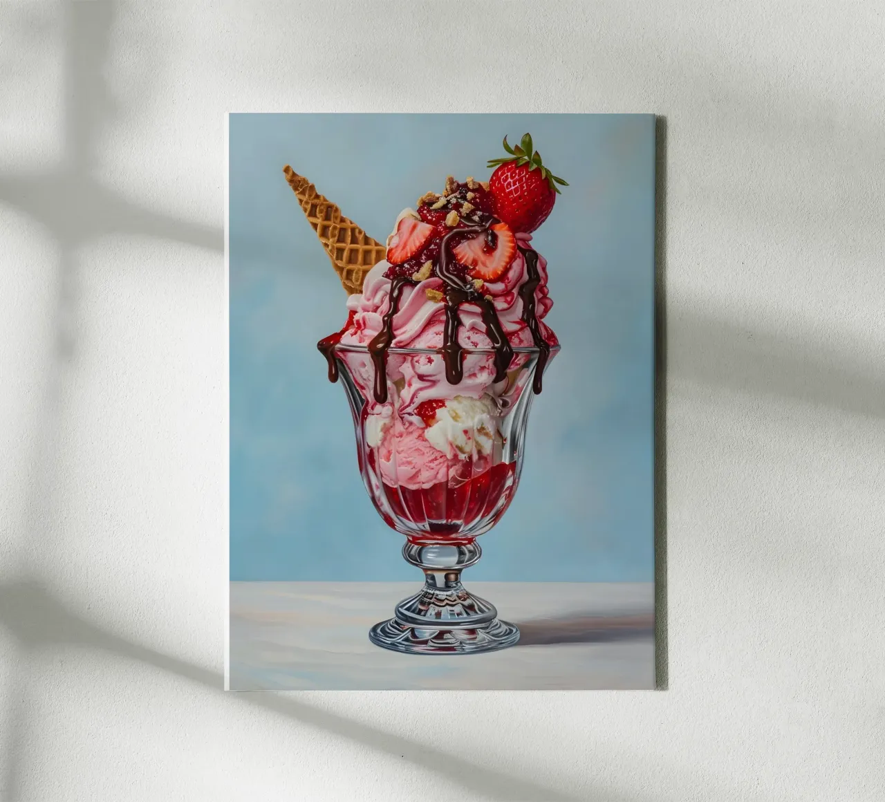 Strawberry Sundae - Hyperrealistic Dessert Art Print canvas by ClubArt