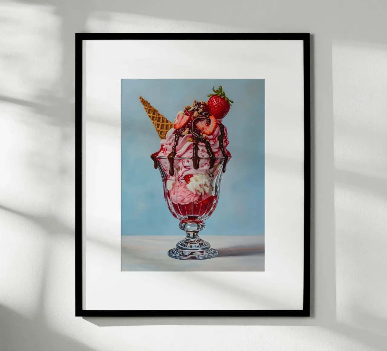 Sundae alla fragola - Stampa d'arte iperrealistica sul dessert poster con telaio in alluminio da ClubArt
