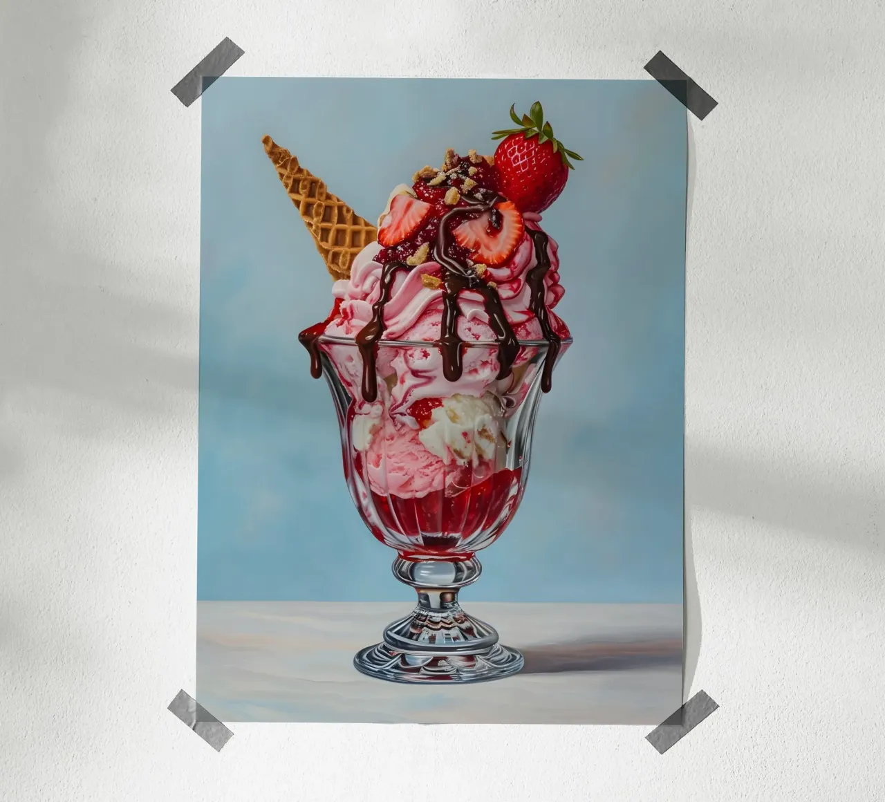 Sundae alla fragola - Stampa d'arte iperrealistica sul dessert poster con telaio in alluminio da ClubArt