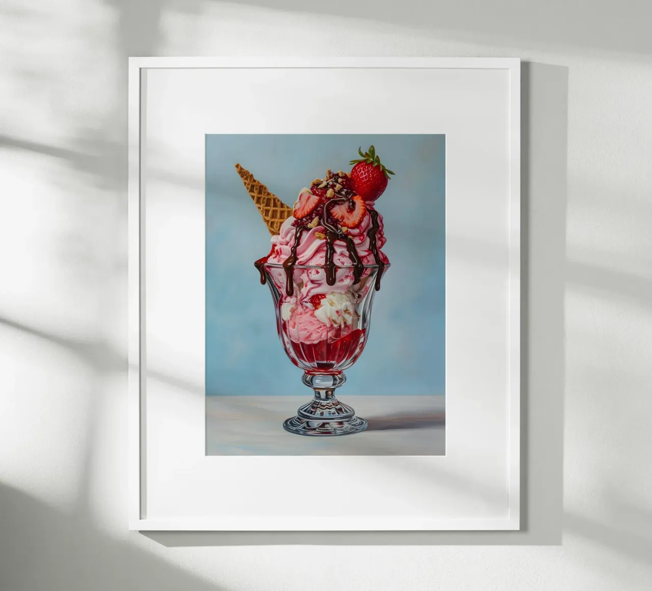 Sundae alla fragola - Stampa d'arte iperrealistica sul dessert poster con telaio in alluminio da ClubArt