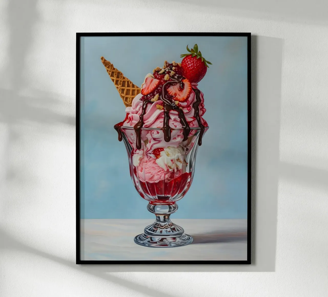 Sundae alla fragola - Stampa d'arte iperrealistica sul dessert poster con telaio in alluminio da ClubArt