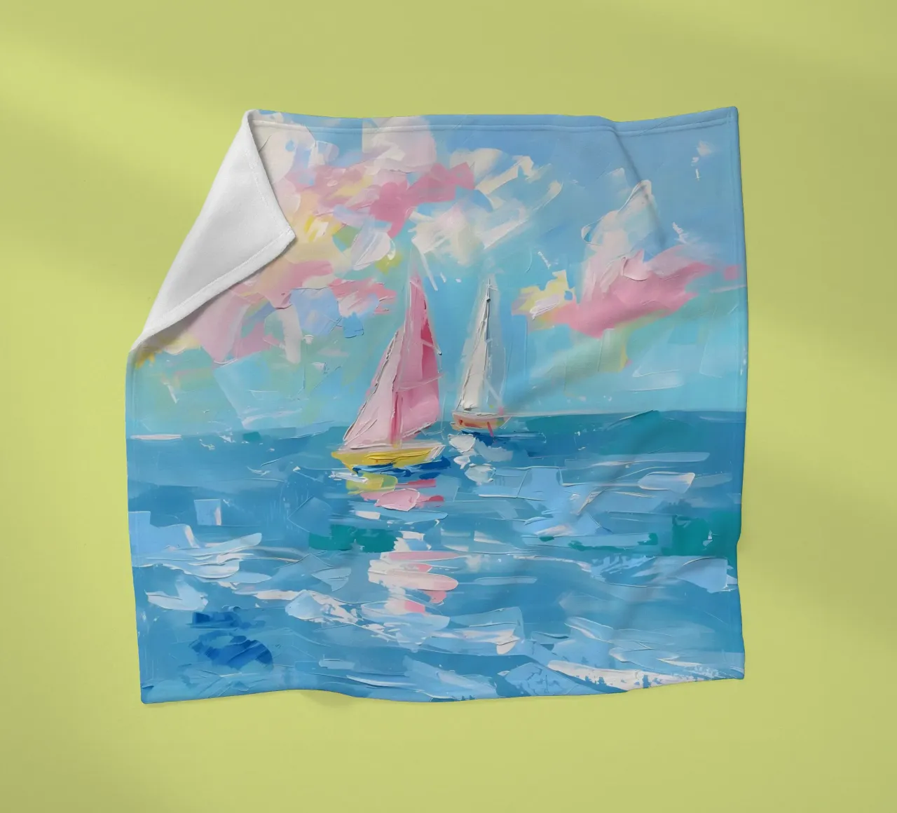 Impressionist Sailboats - Abstract Marine Art Print fleece blanket by ClubArt