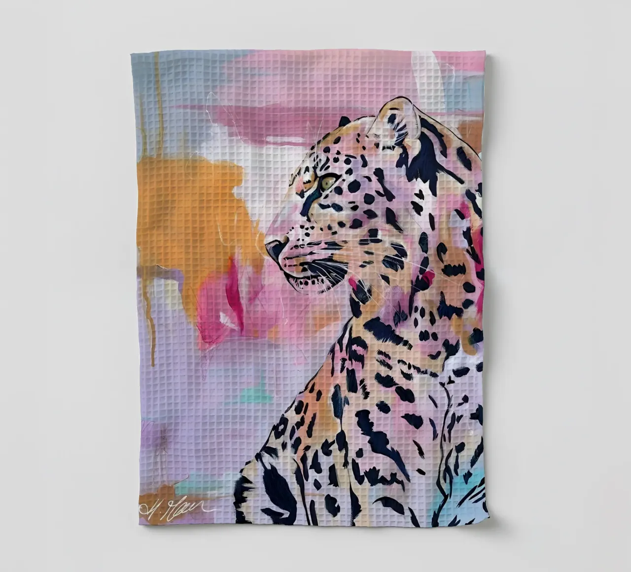 Colorful Leopard Art - Impression pop art abstraite sur la faune et la flore torchon de ClubArt