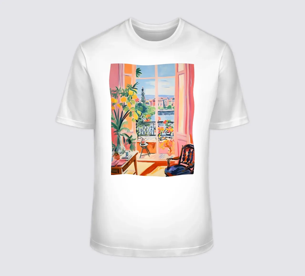 Vue d'un balcon français - Art intérieur fauviste vibrant t-shirt de ClubArt