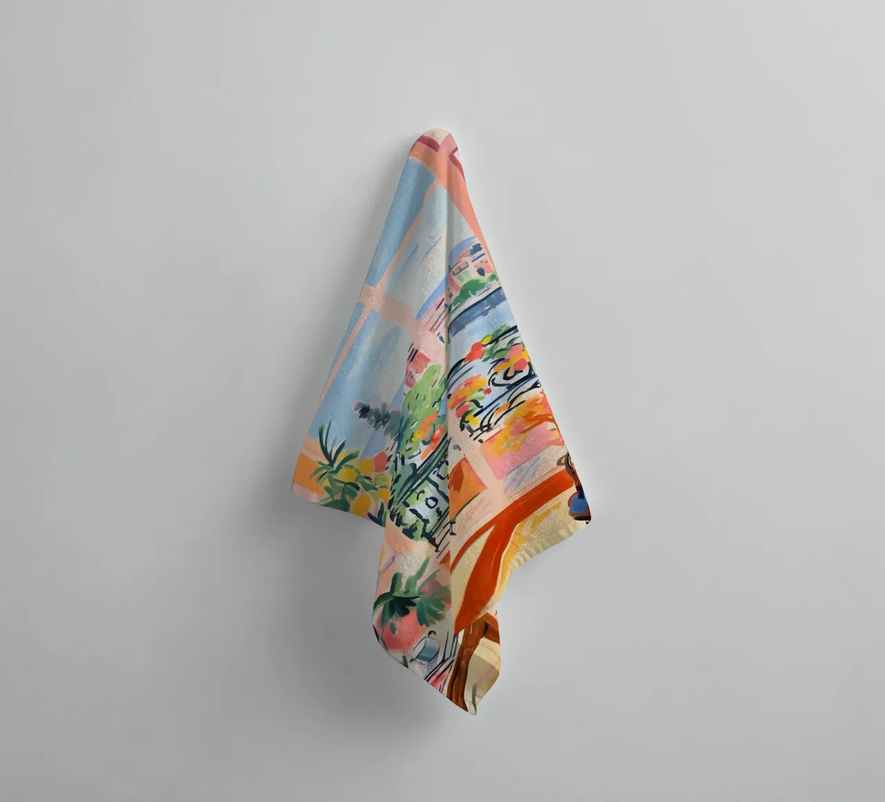 Vue d'un balcon français - Art intérieur fauviste vibrant serviette de bain de ClubArt