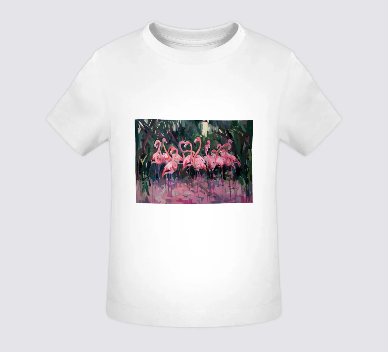 Troupeau de flamants - Art impressionniste expressif de la faune et de la flore t-shirt pour bébé de ClubArt