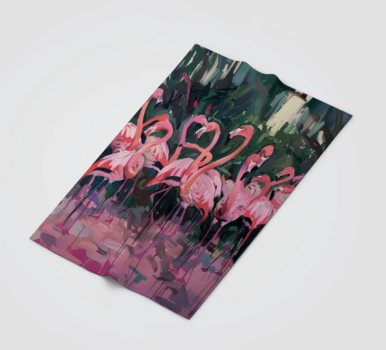 Troupeau de flamants - Art impressionniste expressif de la faune et de la flore plaid polaire de ClubArt